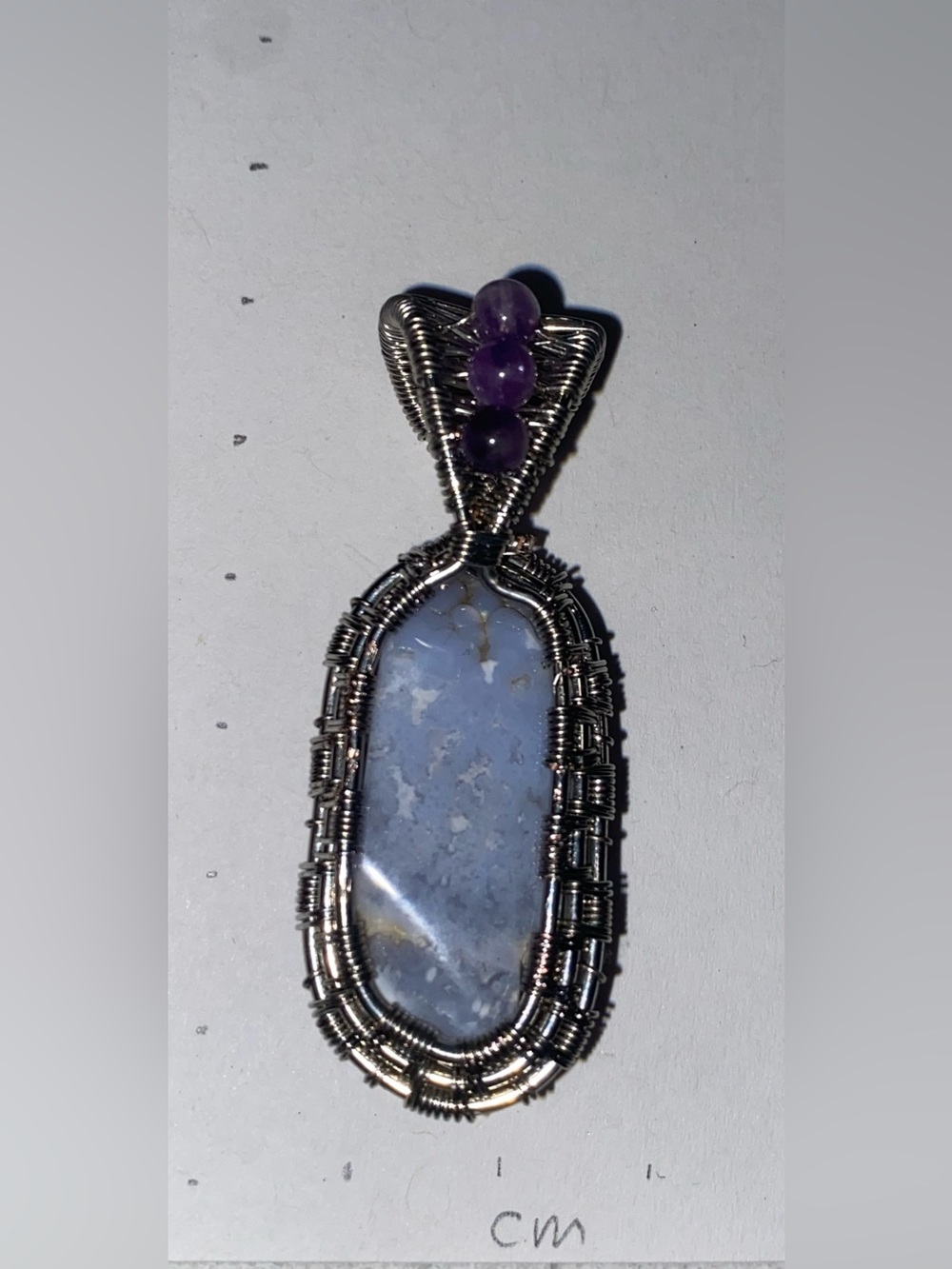Wire Wrapped Blue Lace Agate Pendant